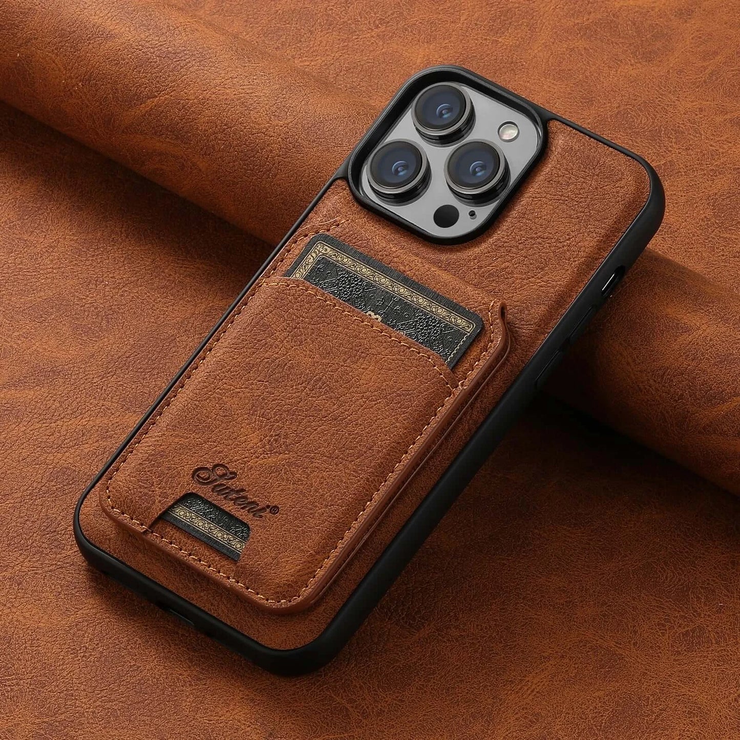 SUTENI Detachable Card Holder Leather Magnetic Pocket Cover Wallet Phone Case For iPhone X XS XR 11 12 13 14 15 16 Pro Max Plus