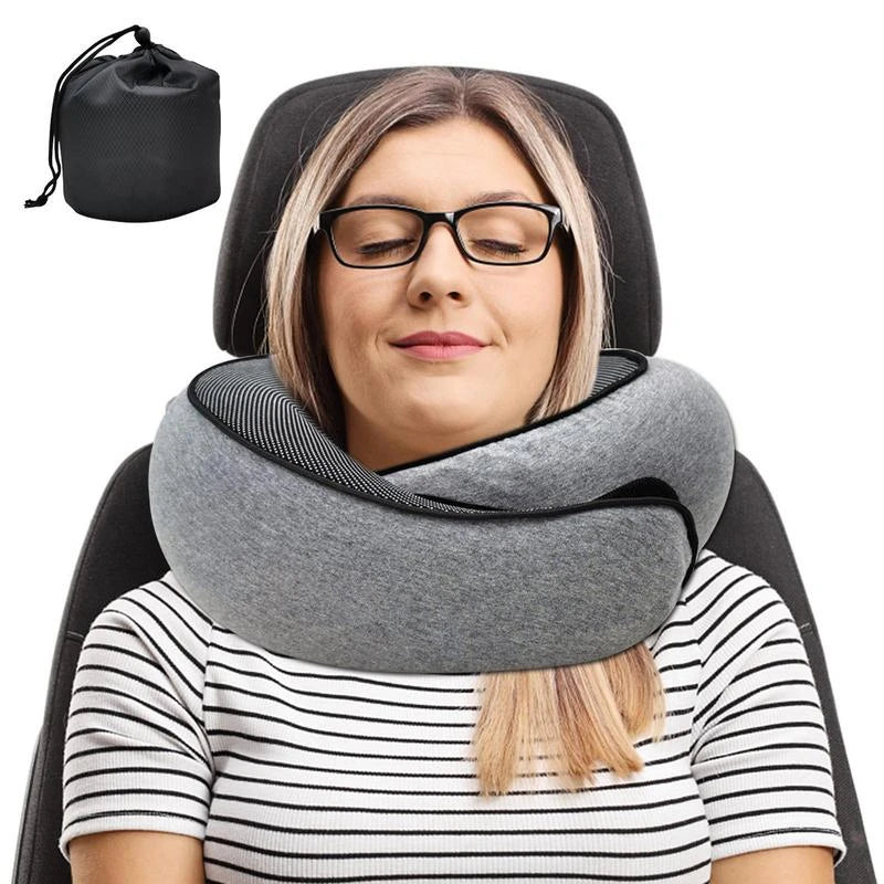 Travel Neck Pillow Chin Support Pillow Adjustable Pure Memory Foam Ergonomic Design Soft Best Full Neck Surround Pillow